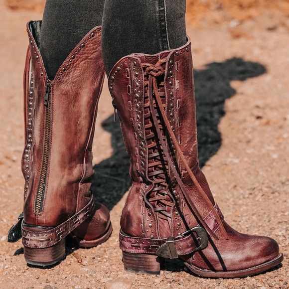 🦅🎁BNIB/NWT |•FREEBIRD BY STEVEN•| CONTOUR Boots in WINE Color - Picture 1 of 16